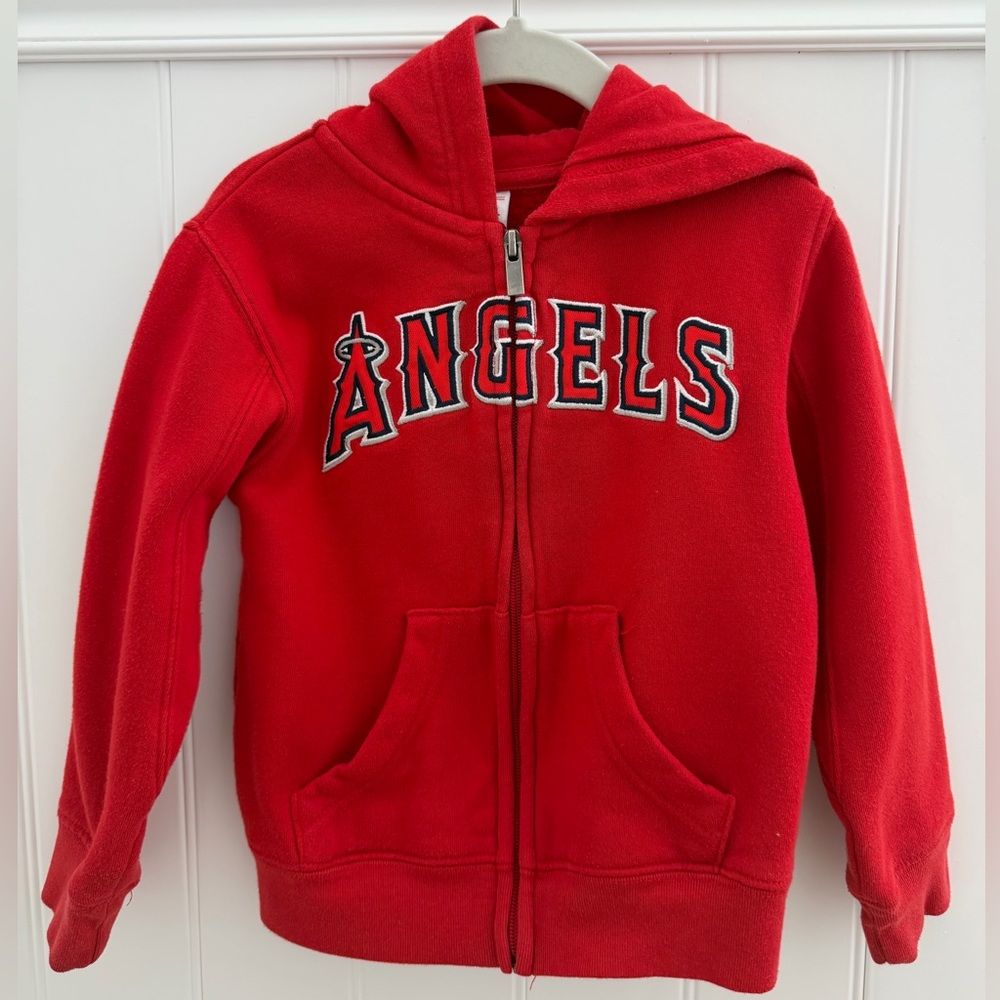 Kids Los Angeles Angels MLB Zip Hoodie Red Size 4 Genuine Merchandise Baseball